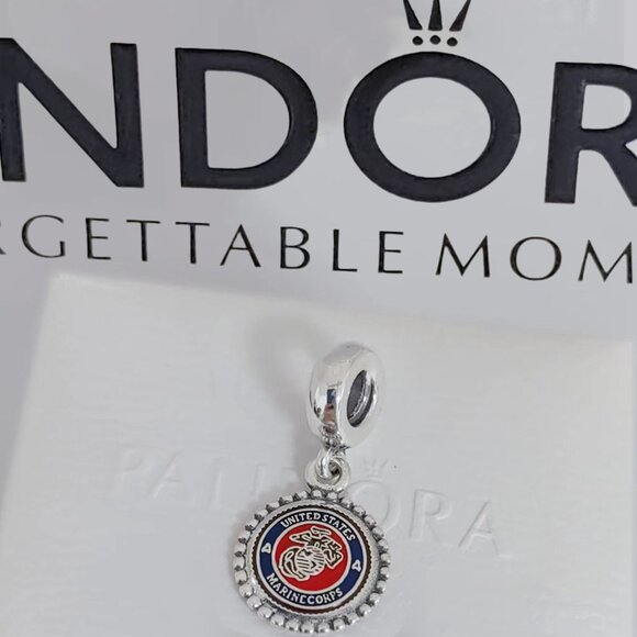 Pandora USMC Charm United States Marine Corps Dangle Charm S925 Silver with box - Picture 1 of 6